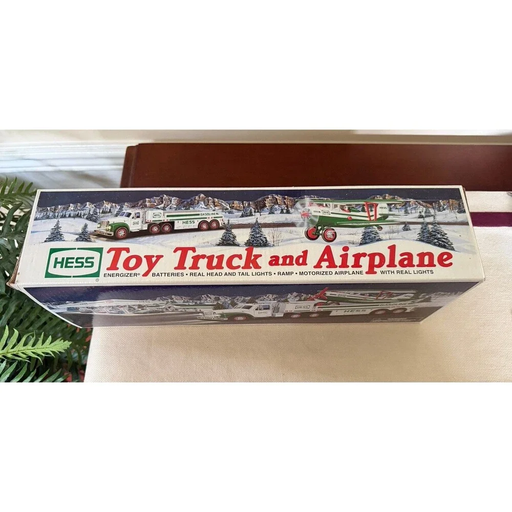 2002 Hess Toy Truck and Airplane Set Flatbed Transporter for Motorized Biplane